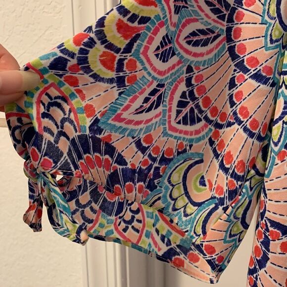 Pappagallo V-Neck Blouse 3/4 Sleeves with Ties Size Medium - Picture 3 of 7